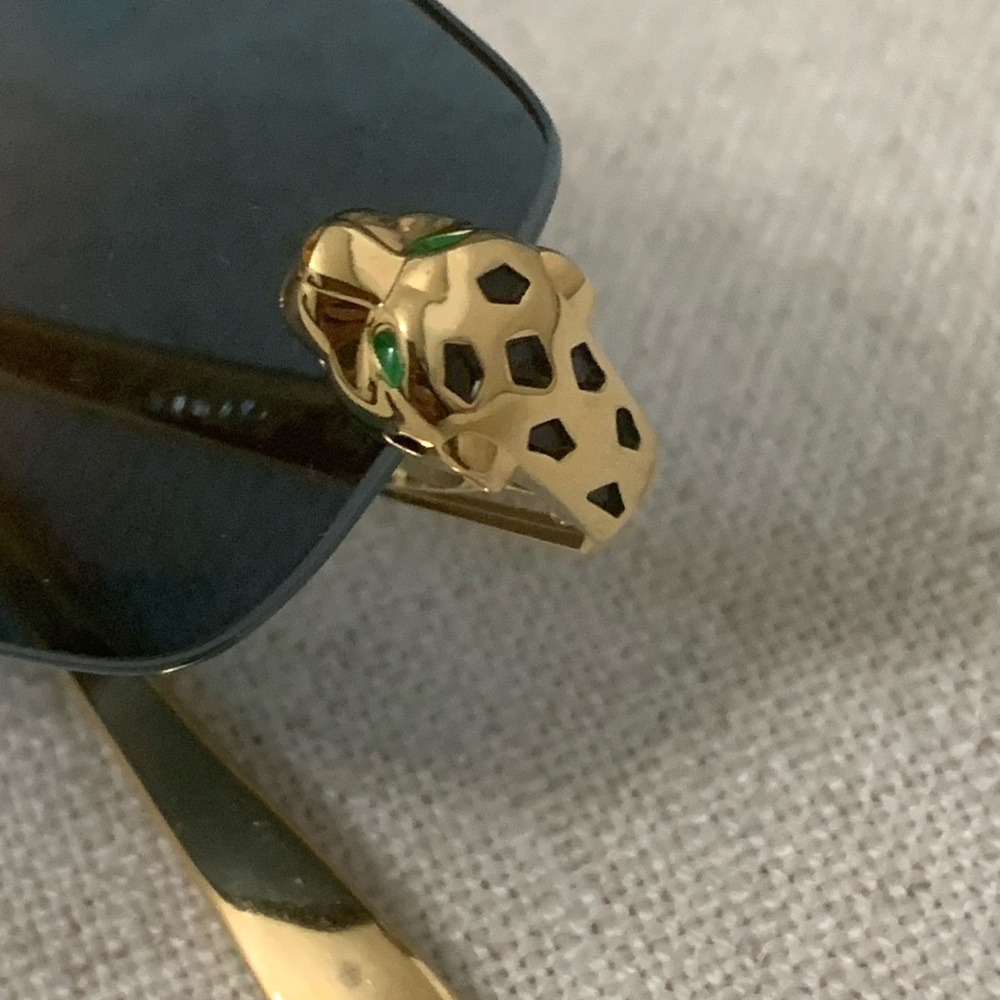 Cartier Panthere Classic 56MM 24K-Gold-Plated Metal Rimless Geometric Sunglasses - Picture 10 of 16